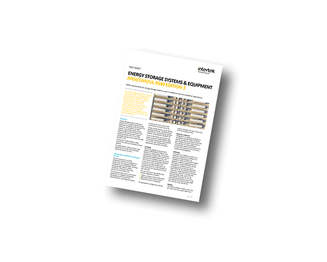 Energy Storage Systems: UL 9540 Path to Certification | Fact Sheet
