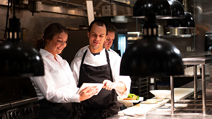 energetic team in restaurant